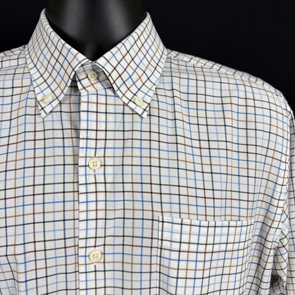 Peter Millar Men's Willow Park Tattersall Cotton Spandex Stretch Shirt Medium